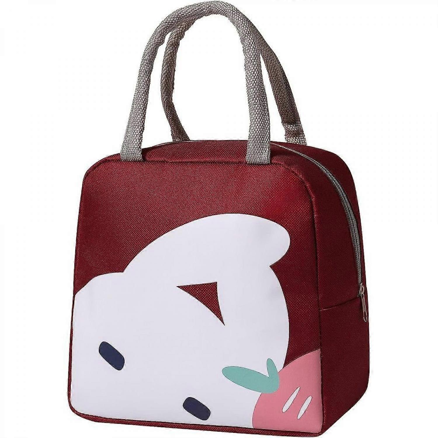 Red cartoon thermal lunch tote bag
