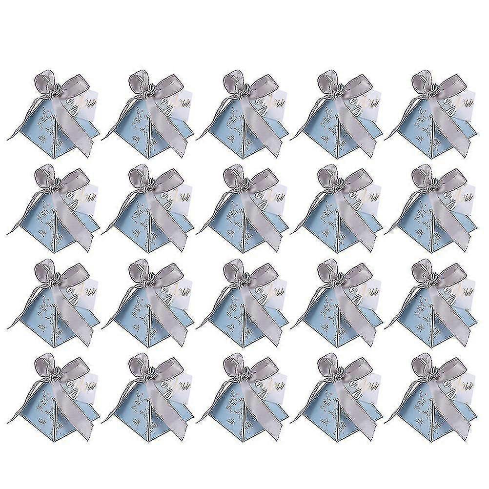 20pcs Wedding Party Candy Cases Pyramid Shape Design Candy Paper Boxes (blue)