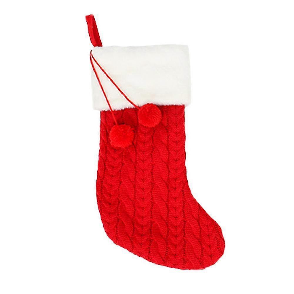 Fluffy Pompom Ball Christmas Stocking, Xmas Tree Decoration Festival Party Ornament