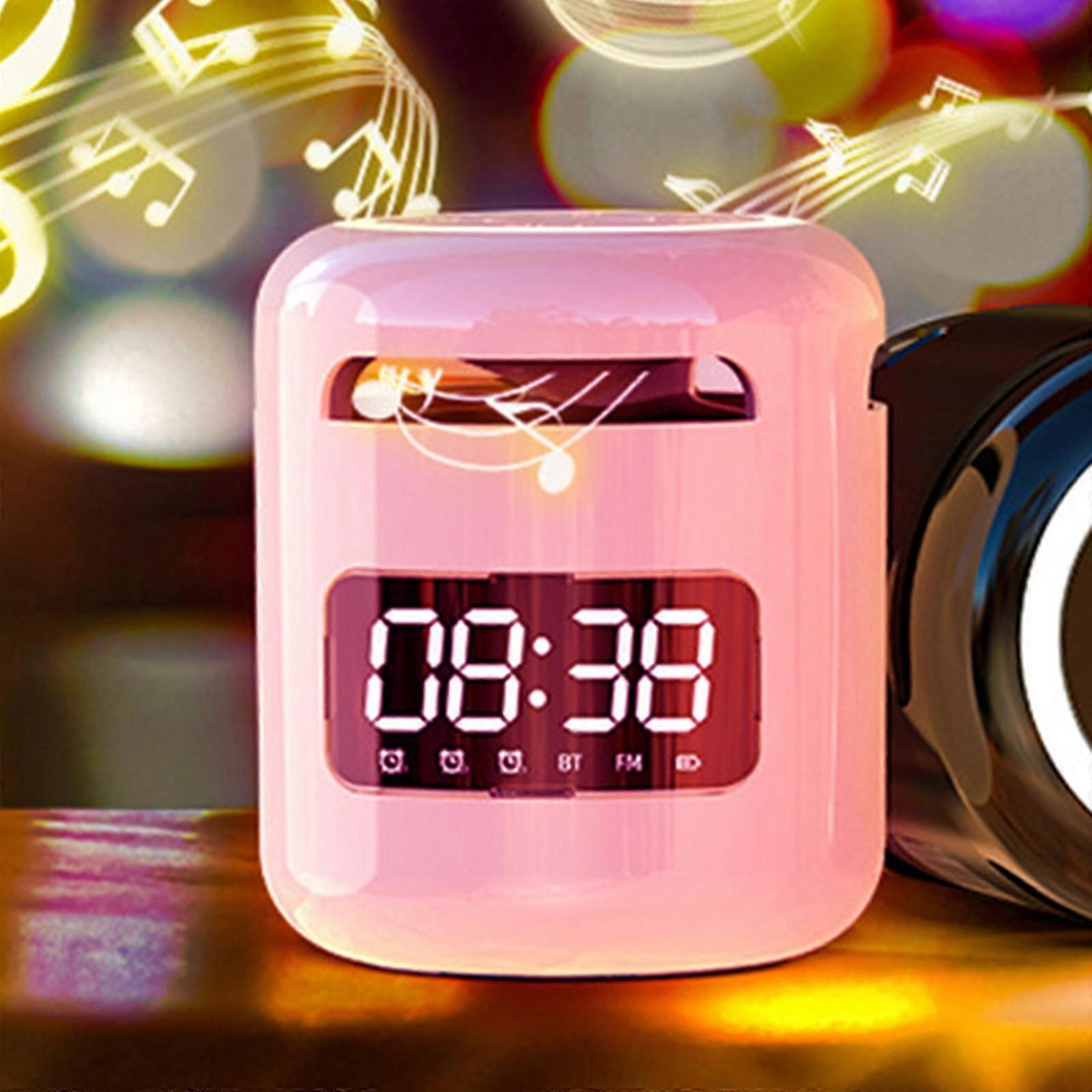 Bluetooth Loudspeaker Clock Alarm Waterproof Stereo Mini for Home white