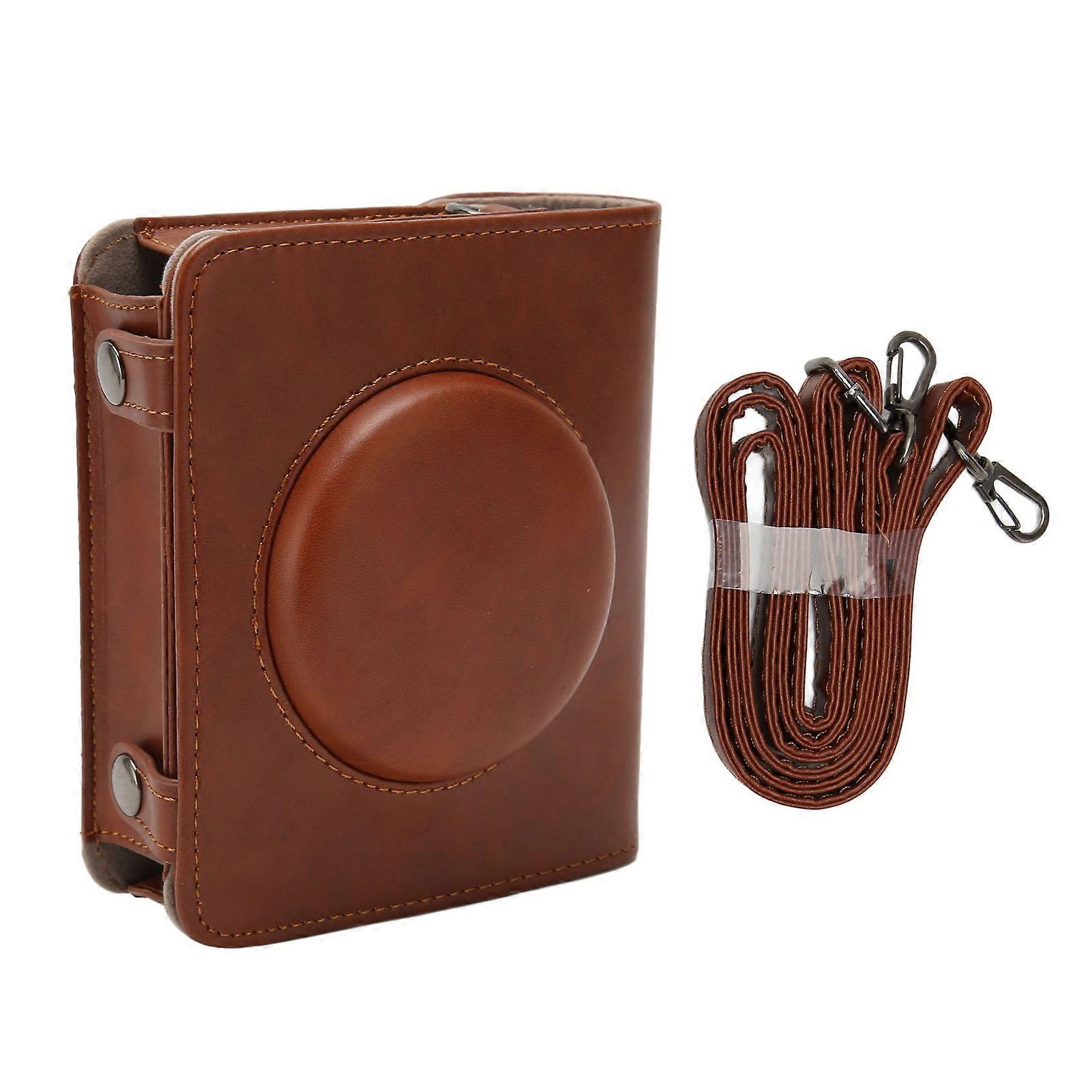 PU Camera Case Bag Removable Fashional Durable Retro Protective Case for Kodak Mini Shot 3 with Shoulder Strap Brown