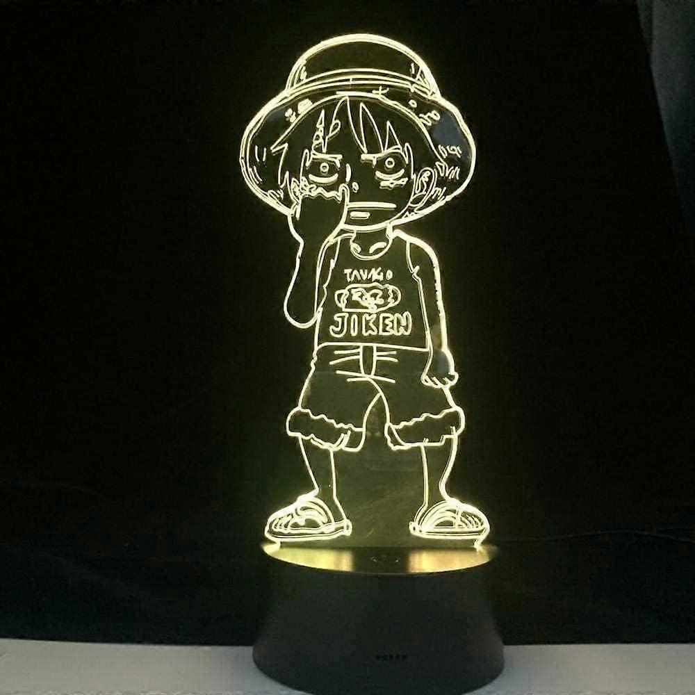 One Piece Luffy 3D Illusion Night Light Lamp Smart Touch, RGB Effect USB Cable Powered Creative 3D Japanese Anime Lamp