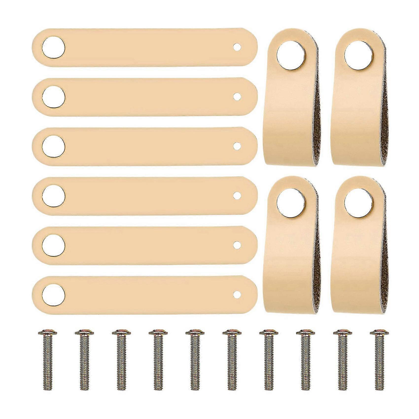 10 Pcs Leather Furniture Handle Leather Drawer Handles with 2.2 cm Screws for Modern Style Drawer F