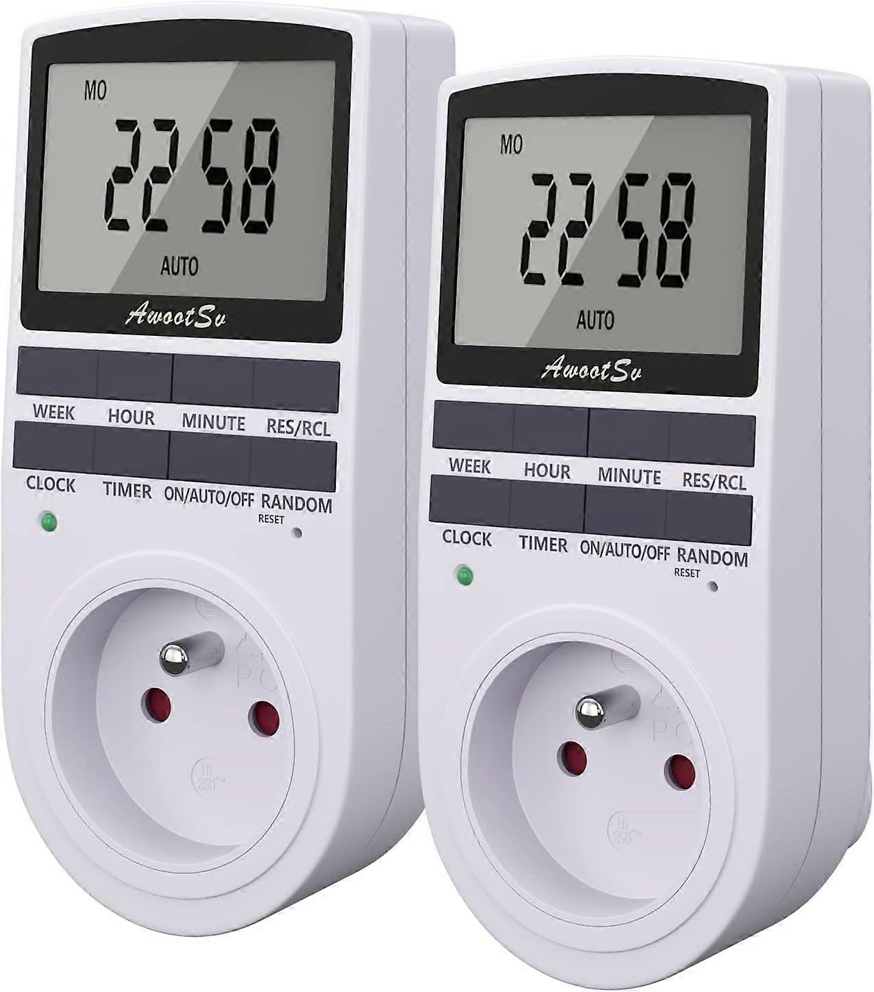 Proable Digital Timer Daily/Weekly Digital Power Outlet Proator With Lcd Display And Random Mode (2 Pack)