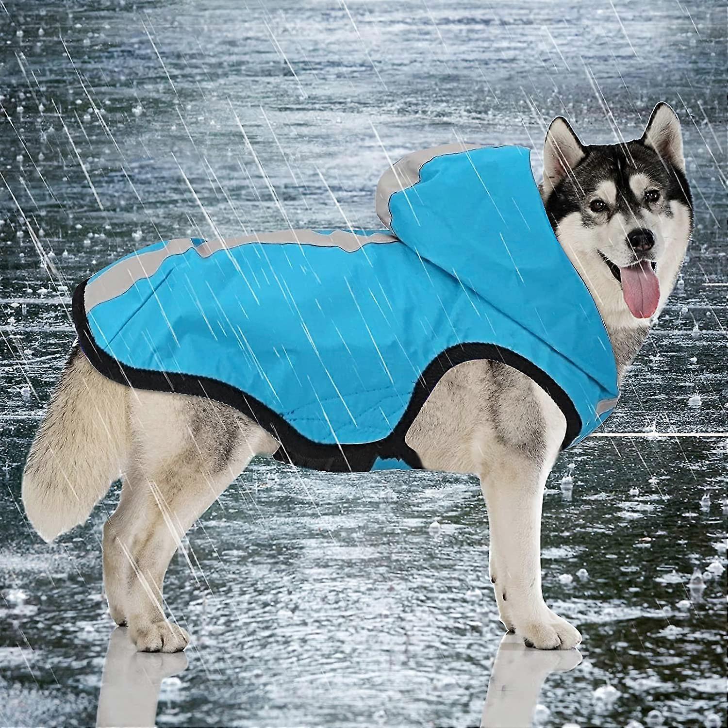2 in 1 Waterproof Dog Raincoat,Lightweight Pet Dog Overalls Hooded Full Coverage Breathable Rain Poncho for Small Medium Dogs Blue