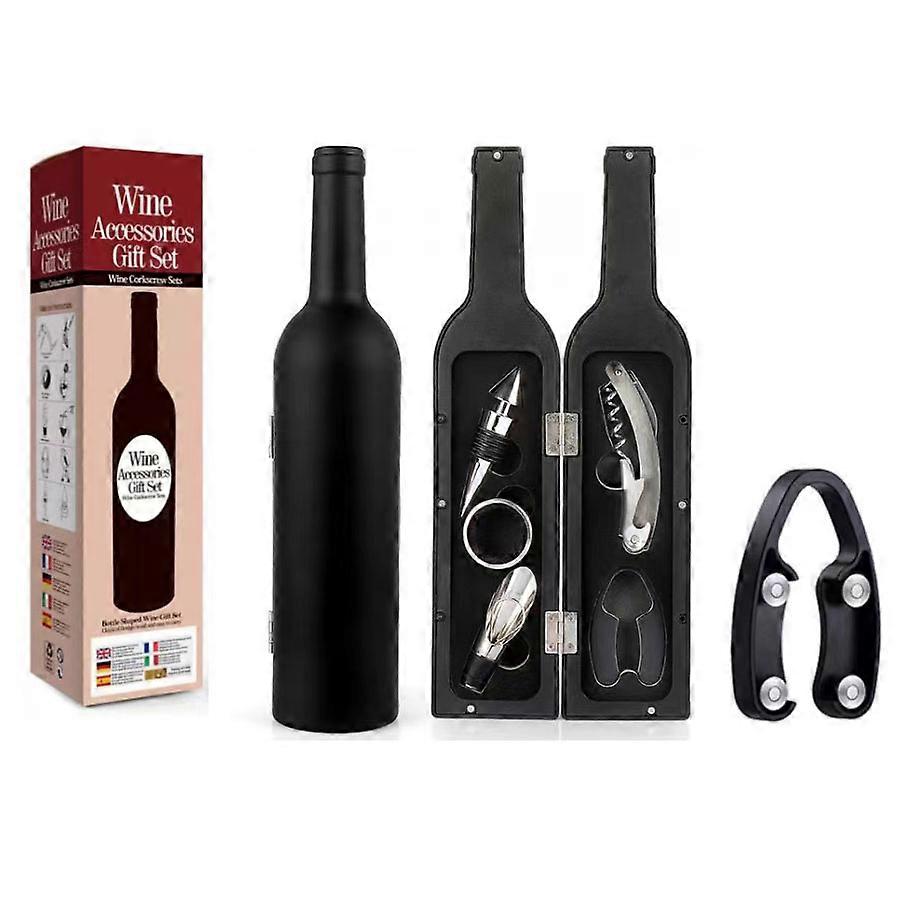 5 Piece Wine Bottle Shaped Opener Set Accessory Kit Wine Bottle Set