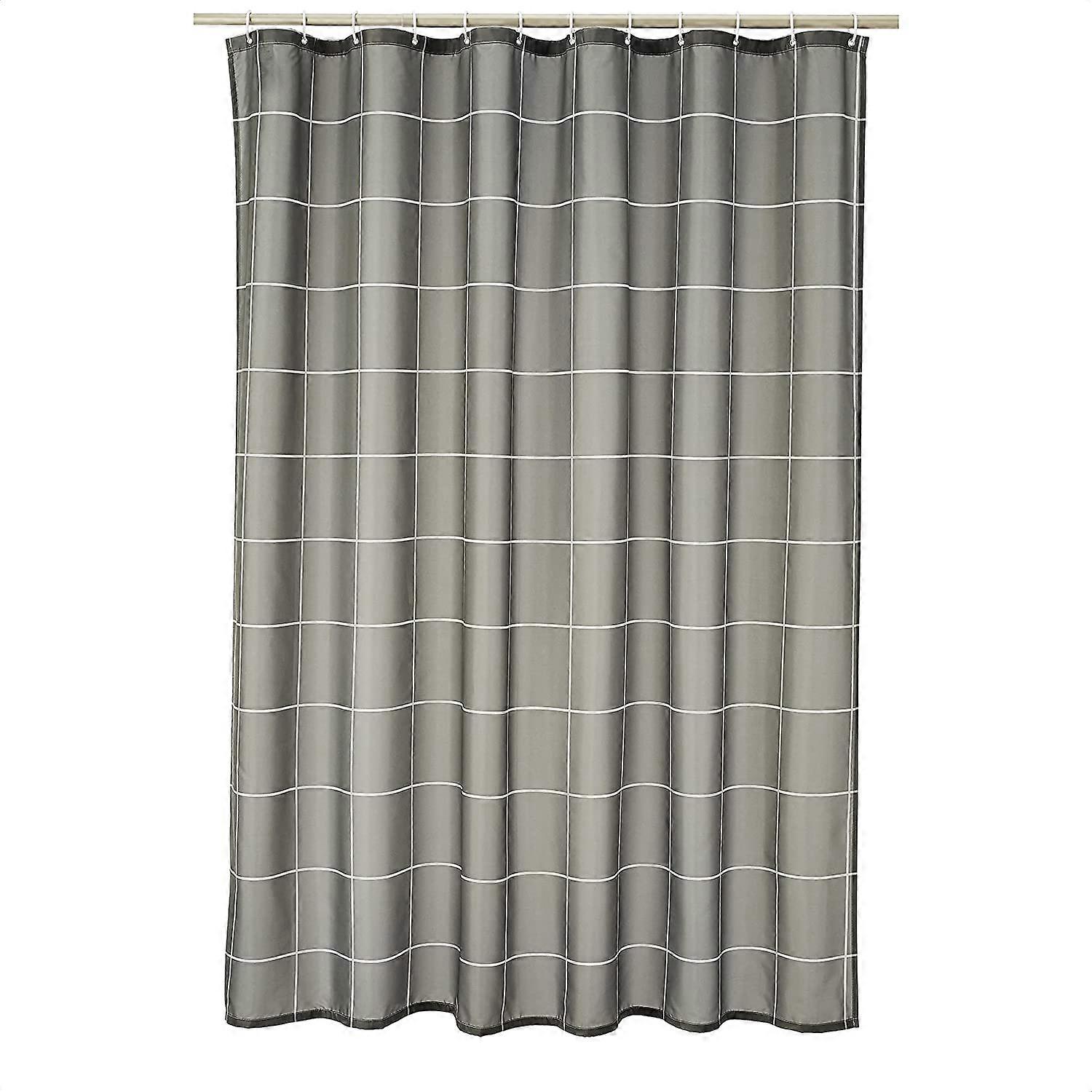 Cortina de Chuveiro de Tecido - 72 x 72 Polegadas, Grade Cinza Escuro para banheiro