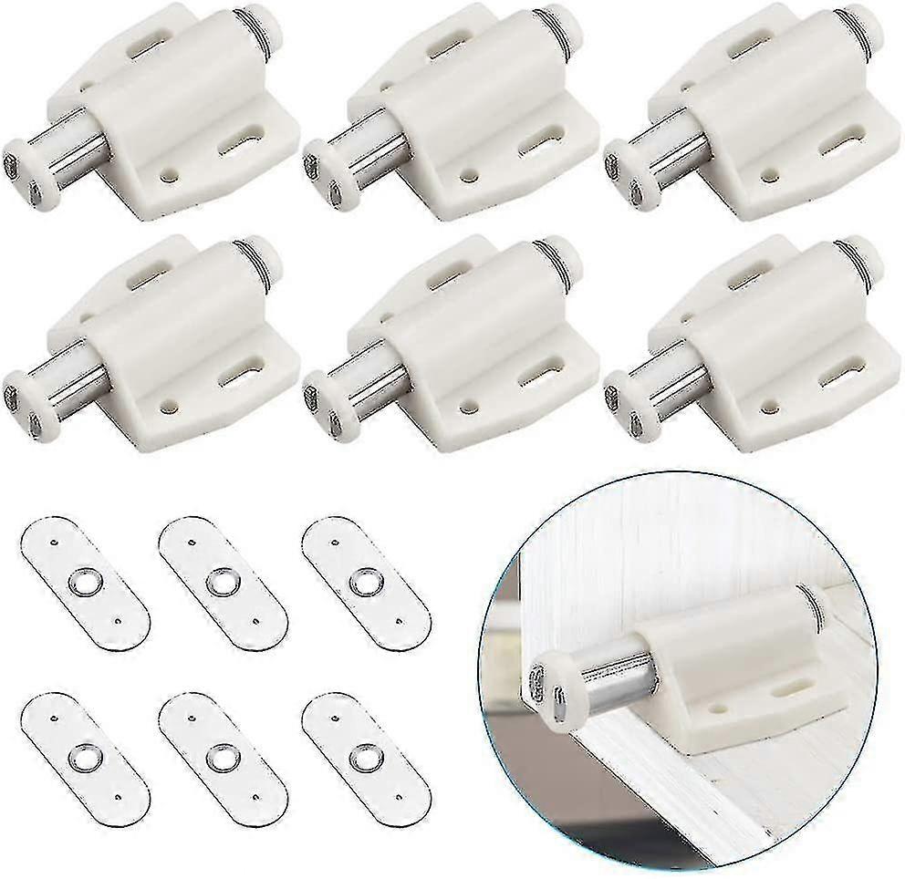 6 Pack Magnetic Door Clasp Push Open Magnetic Touch Latch Plastic Soft Close Strong Spring