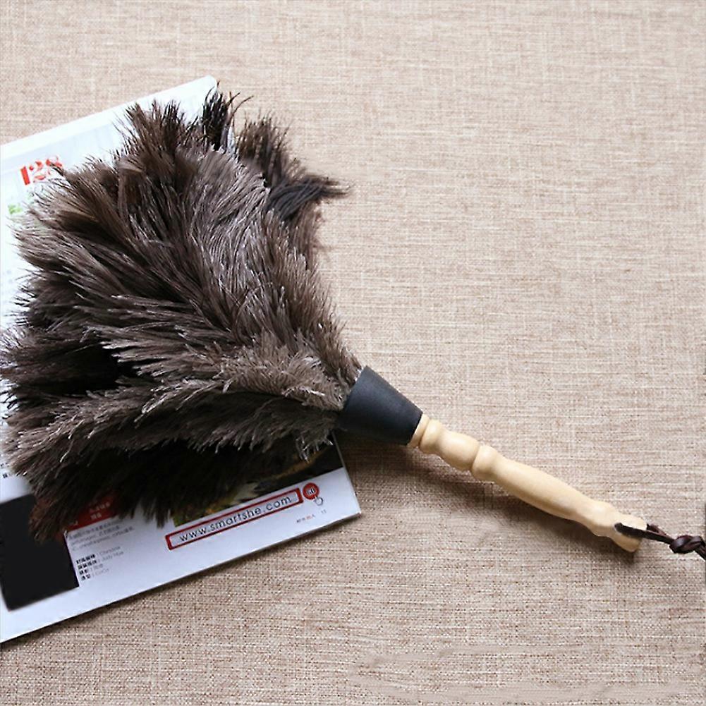 Reusable Wooden Handle Ostrich Feather Duster for Anti-Static Dust Removal