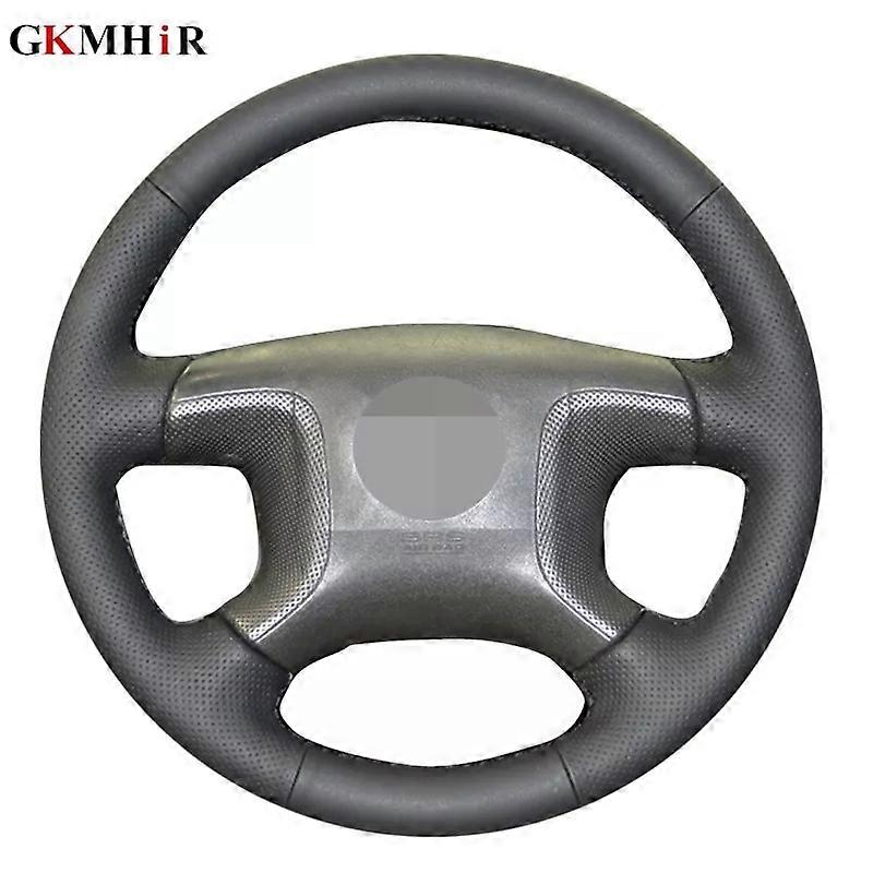 Black Artificial Leather DIY Hand-stitched Car Steering Wheel Cover for Mitsubishi Pajero 2004 2005 2006 2007 2008 2009 2010