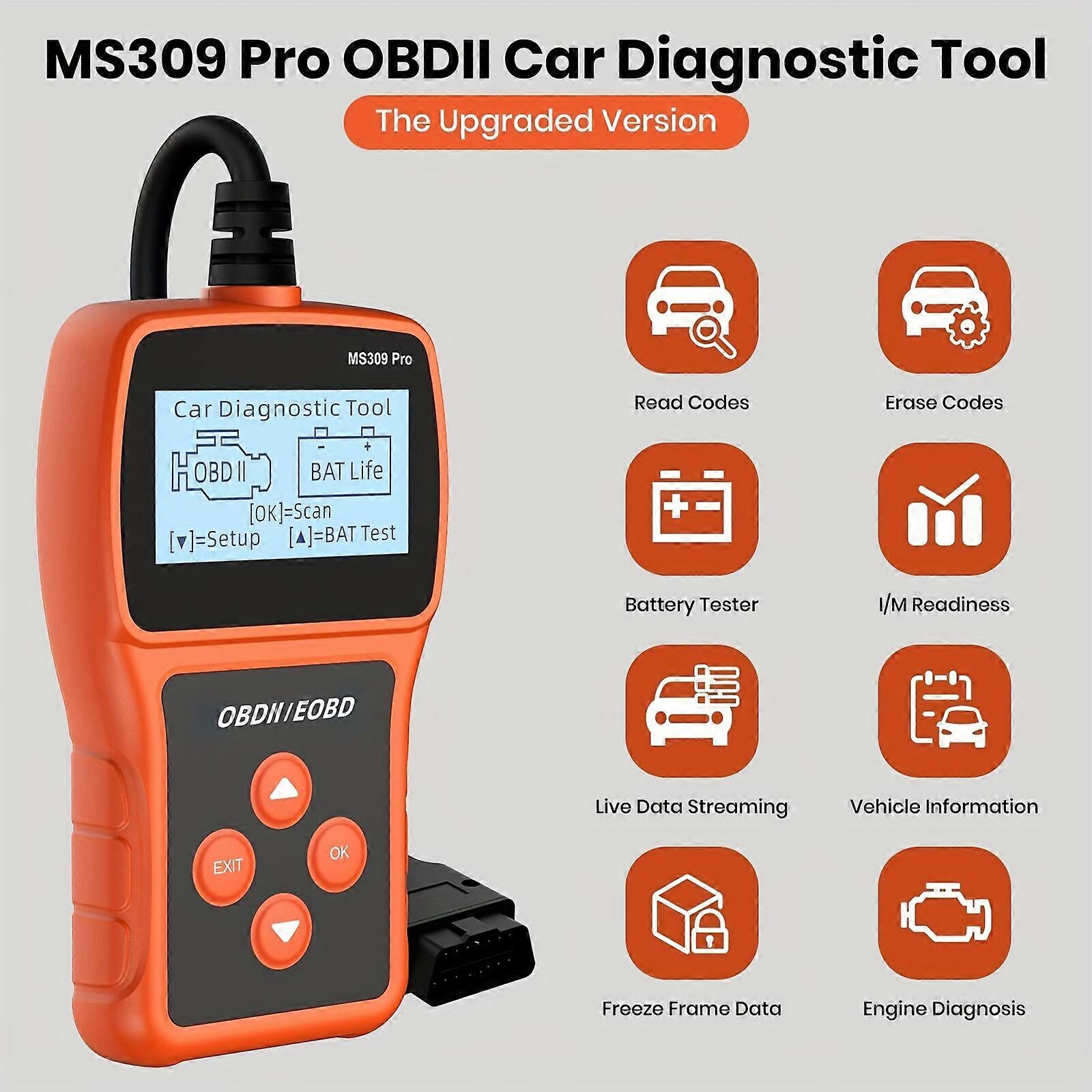 OBD2 Scanner with Check Engine Code Reader, Battery Tester, Clear Fault Codes, OBDII Scanner Diagnostic Tool