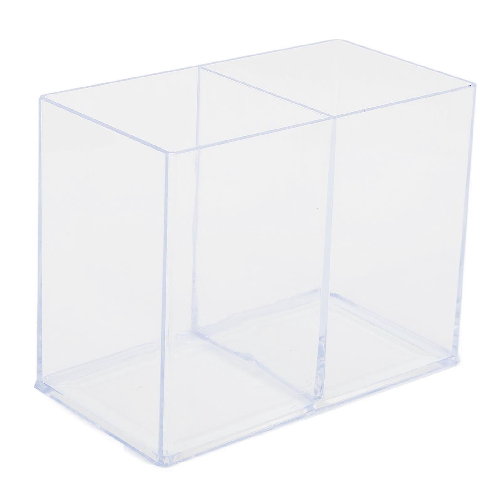 Makeup Brush Organizer Transparent Dustproof Lipstick Holder with 2 Compartments