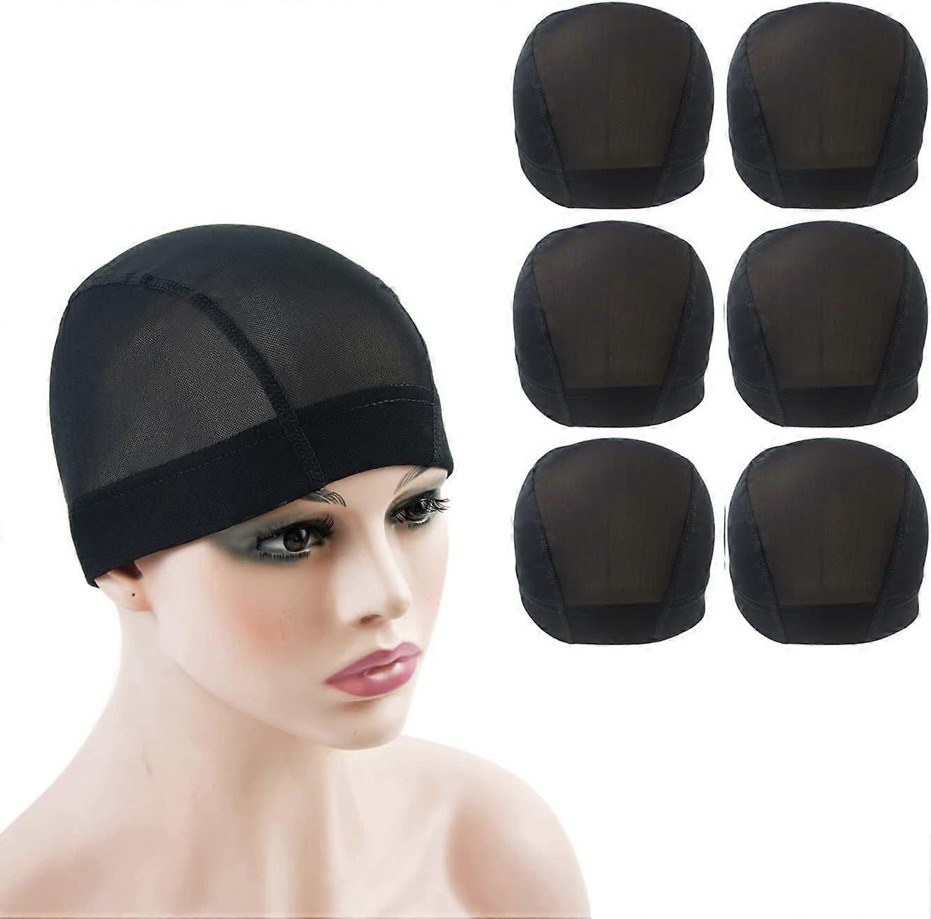 6 Pcs ( Black ) Mesh Wig Caps for Making Wig Stretchy Hairnets for Men Women Wig Cap