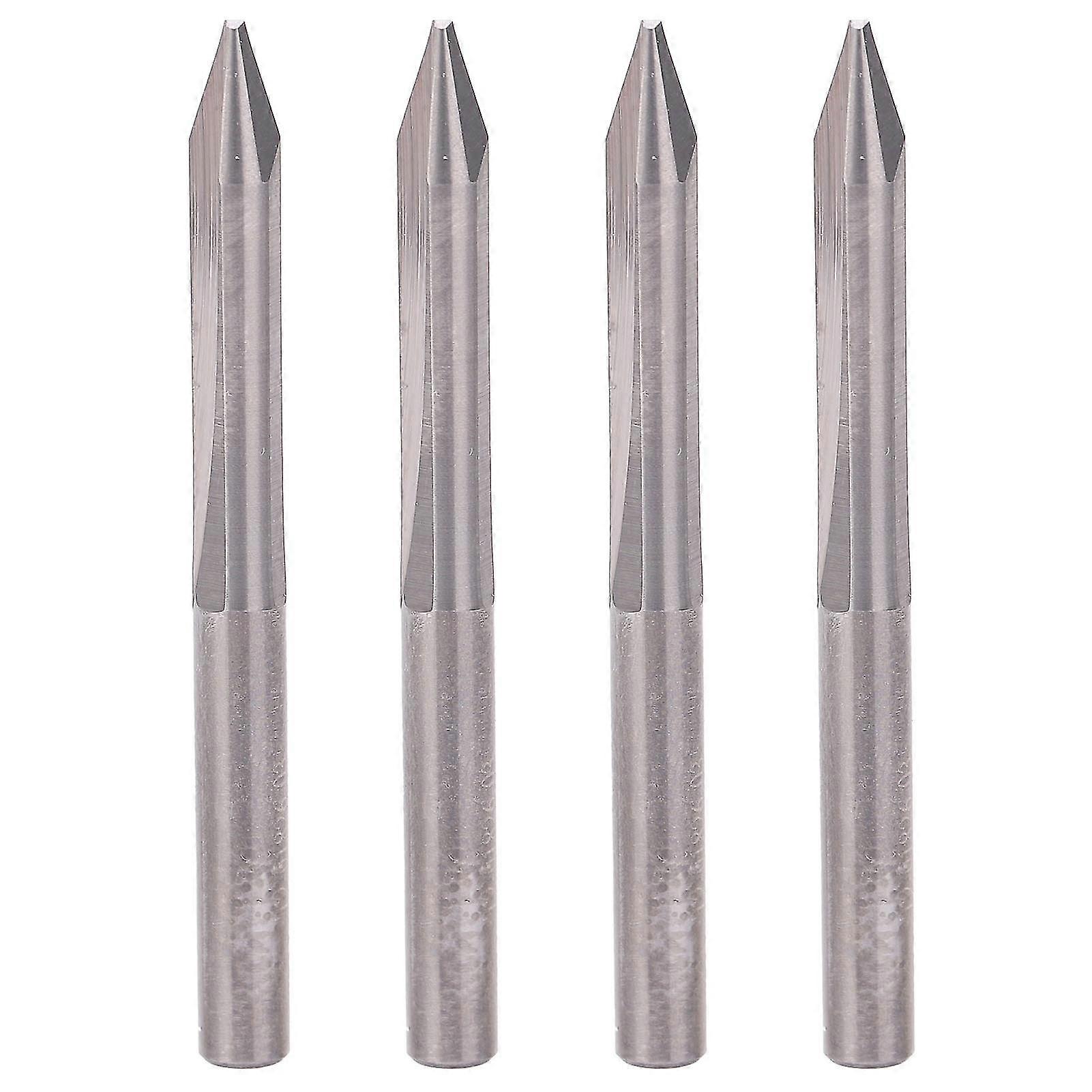 Tungsten Steel 2 Flute V Shape End Mill CNC Drill Bit - Set of 4 (4x1.0x30)