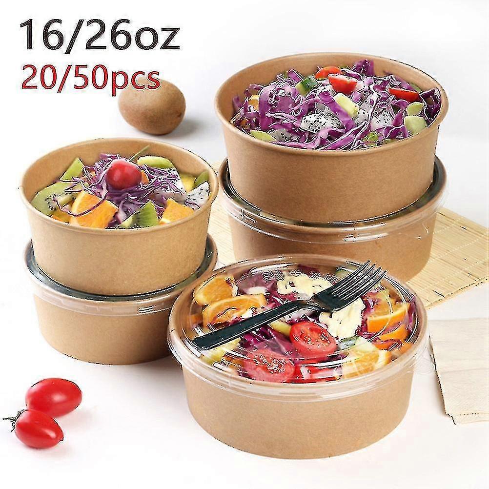 20/50pcs μίας χρήσης χαρτάκια Kraft φρουτοσαλάτα μπολ συσκευασίες συσκευασίες τροφίμων Takeaway Κόμμα Favo
