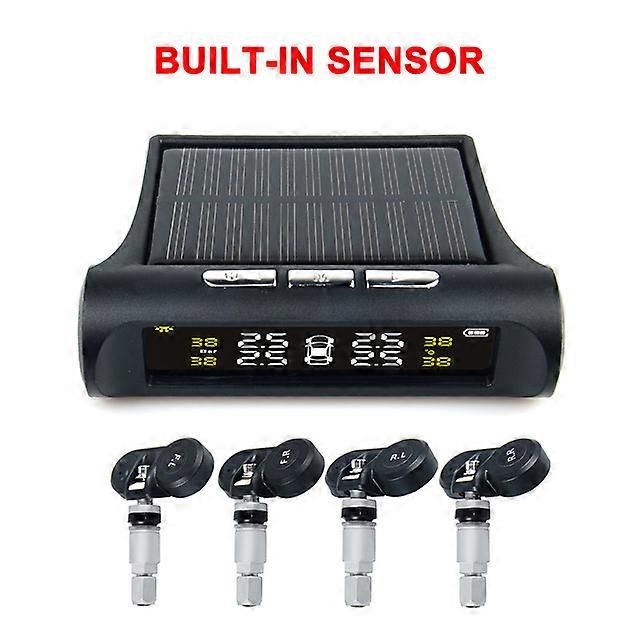 2023 VSTM Solar Power USB TPMS Car Tire Pressure Monitoring System LCD 4 External / Internal Sensors for SUV Temperature Warning