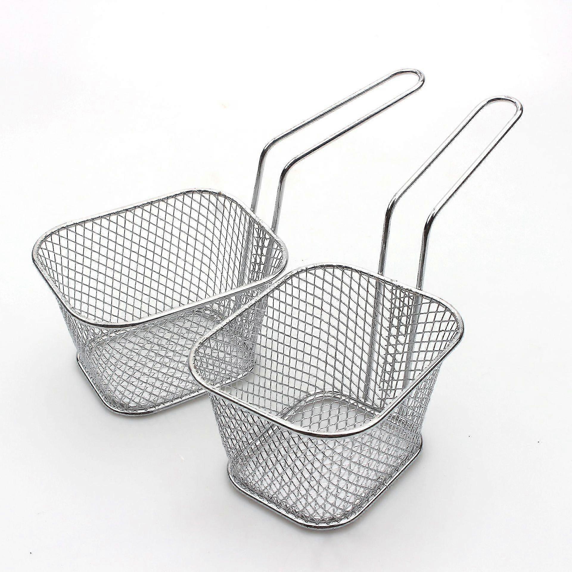 2pcs Mini Square Fry Baskets Table Service French Fries Basket French Fries Table Food Display Mesh Basket