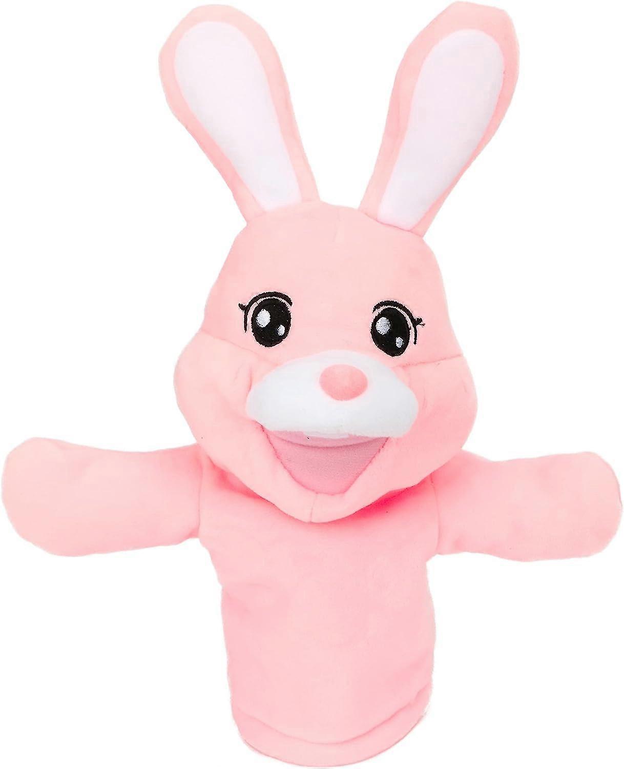 لعبة دمية يدوية أرنب مع فم متحرك للعب الأدوار رواية القصص التعليم في مرحلة ما قبل المدرسة هدية عيد ميلاد أطفال صبي فتاة وردي 15 بوصة