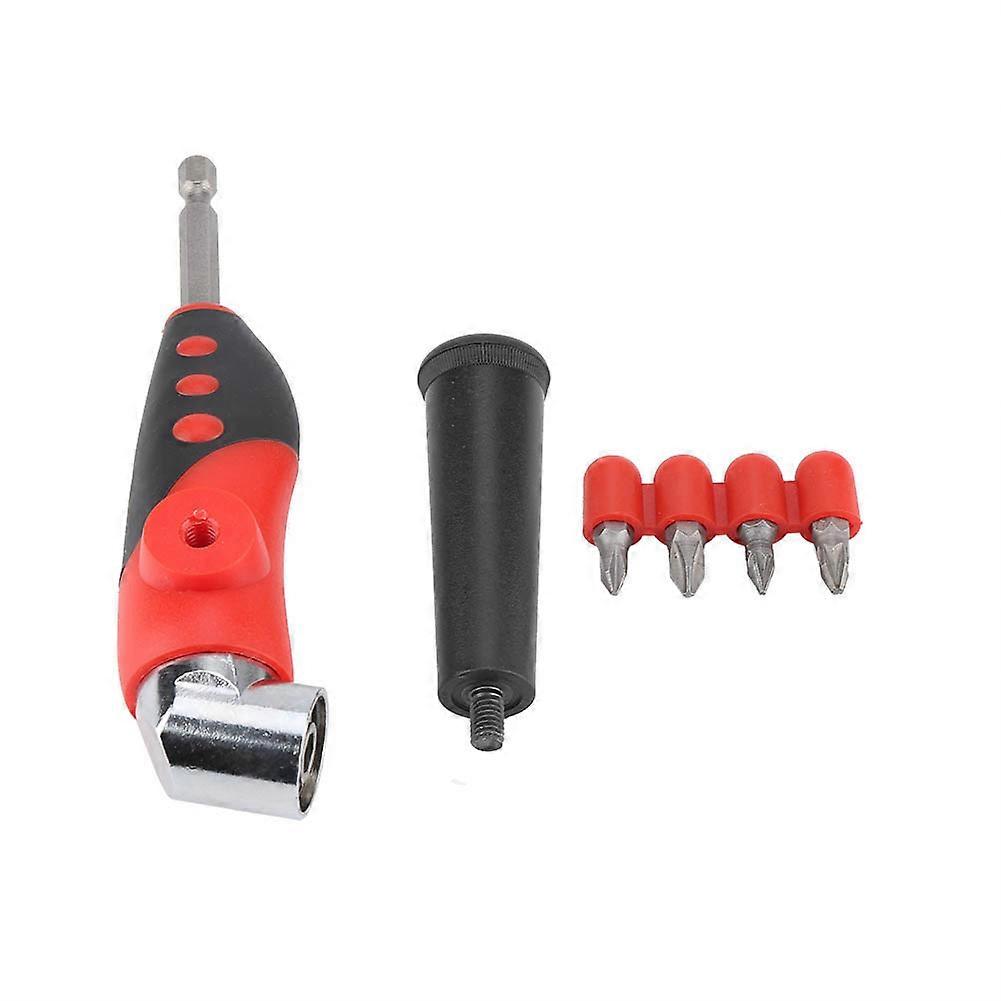 1/4in Hex Shank Reversible 105° Bent Screwdriver Bit Angle Adapter Holder with 4pcs Bits