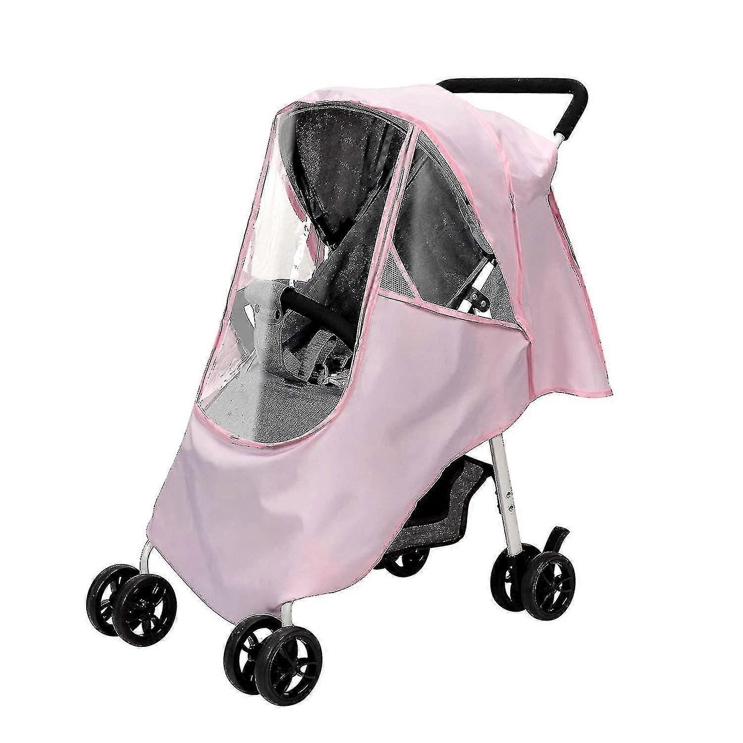 Stroller Rain Cover Mosquito Net,water Proof Clear-breathable (pink)