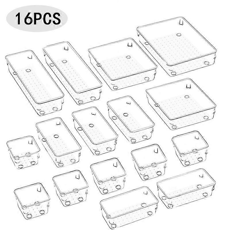 25 Pcs Clear Plastic Drawer Organizers Set, 4-Size Storage Bins