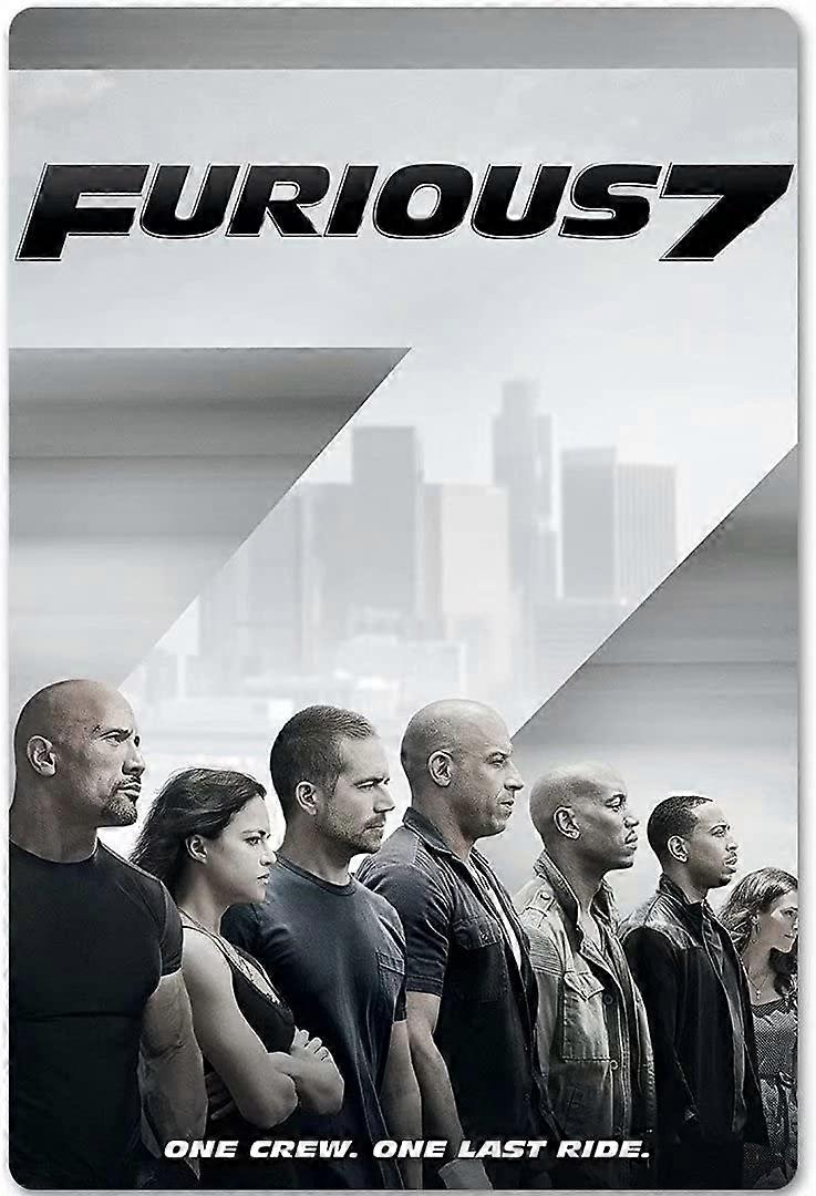 ワイルドスピード7フィルムメタルポスターサイン - ガレージバーコーヒーマン洞窟12x8のためのファストサーガ映画プラーク壁の装飾