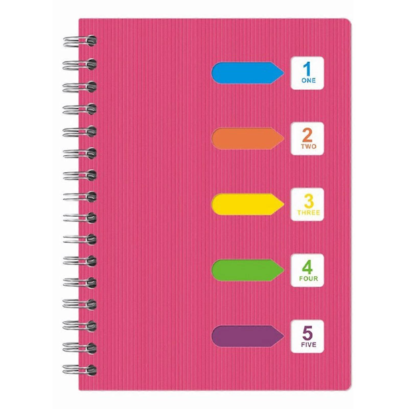 Spiral Notebook with Dividers Smooth Writing Premium Thickened Page A5/B5 Coil Ring 5 Subject Notebook Office Supplies QingHai