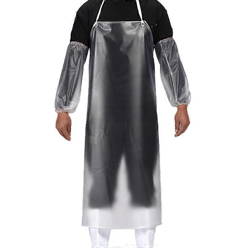 Waterproof Transparent PVC Back Tie Apron with Sleeves Kitchen Cooking Accessory