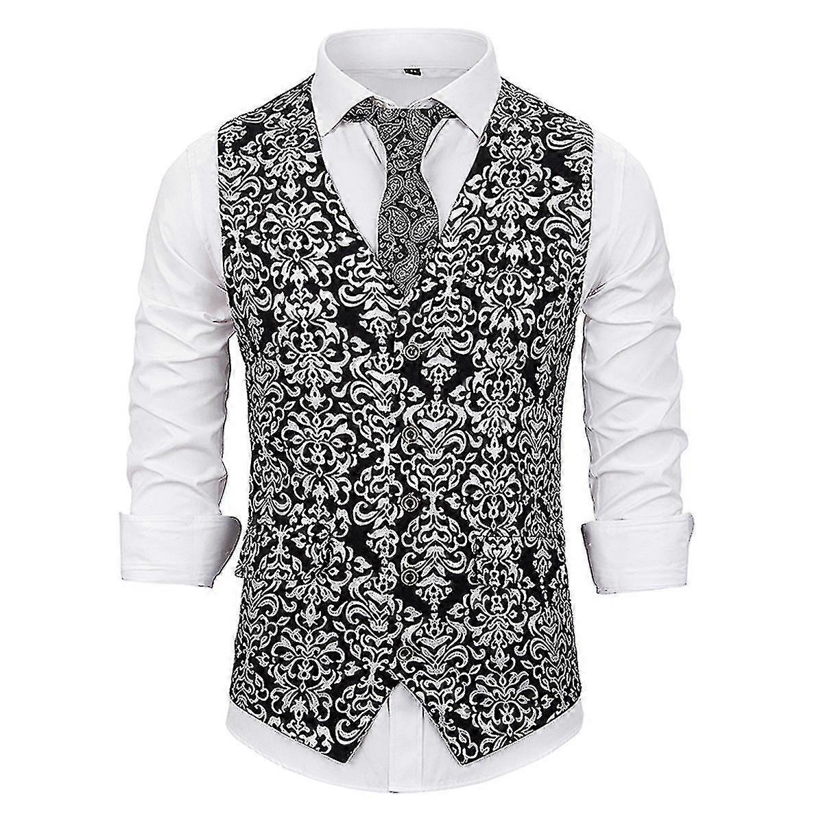 Moda męska Gorgeous Gilded Patterned V-neck Suit Vest
