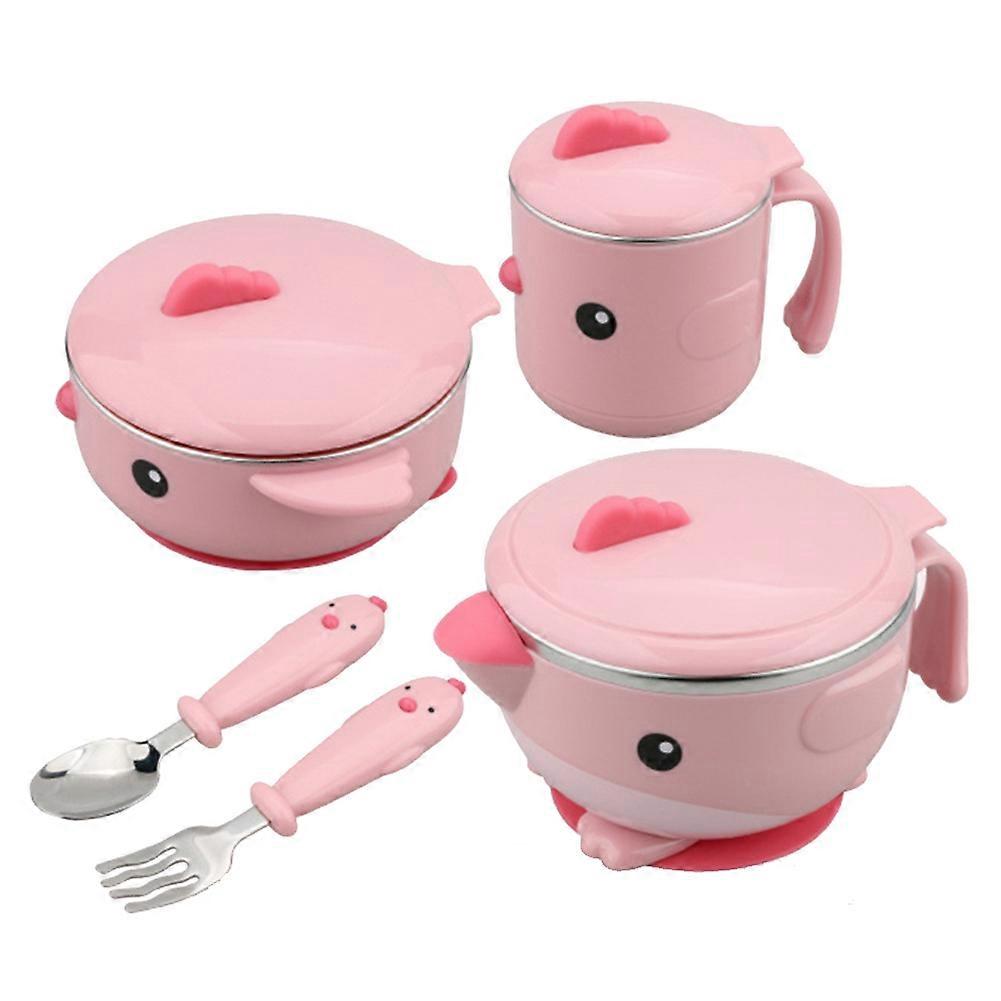 Infant Utensil Eating Non-Slip Heat Preservation Bowl Tablewares Spoon Fork Set
