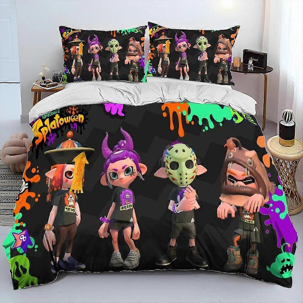 v35 Lakan Splatoon Game Gamer Fans Gåva Påslakan Set Sängkläder Överkast Mjuka lakan IU35