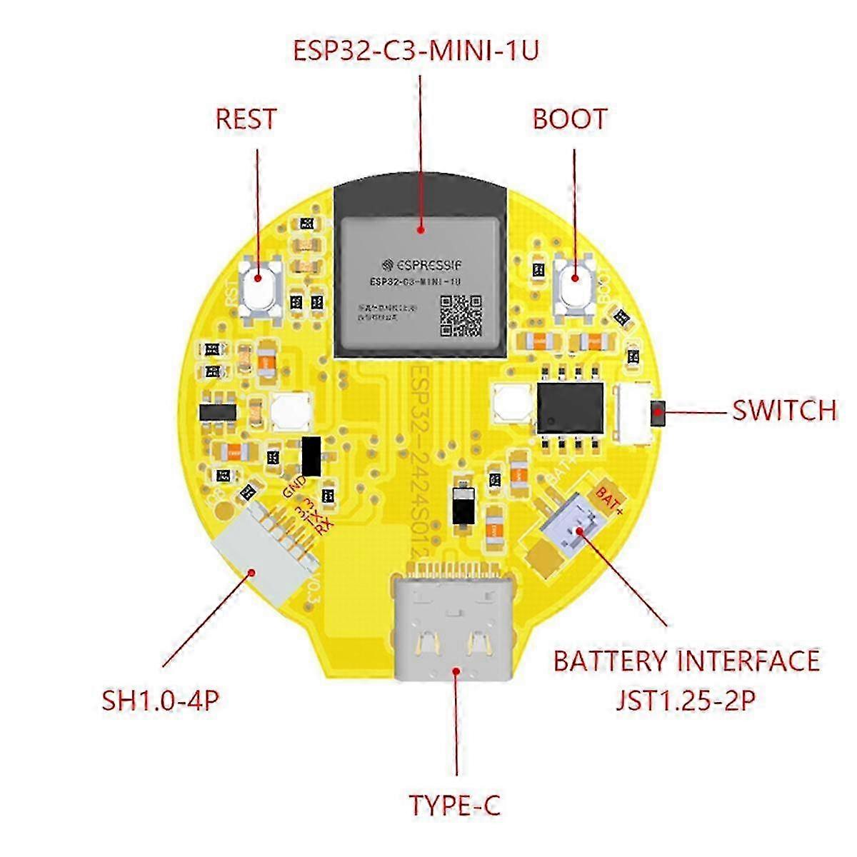 Esp32-c3 Development Board 1.28 Inch 240x240 Ips Smart Display Screen Lcd Module Wifibluetooth With Touch, White Shell