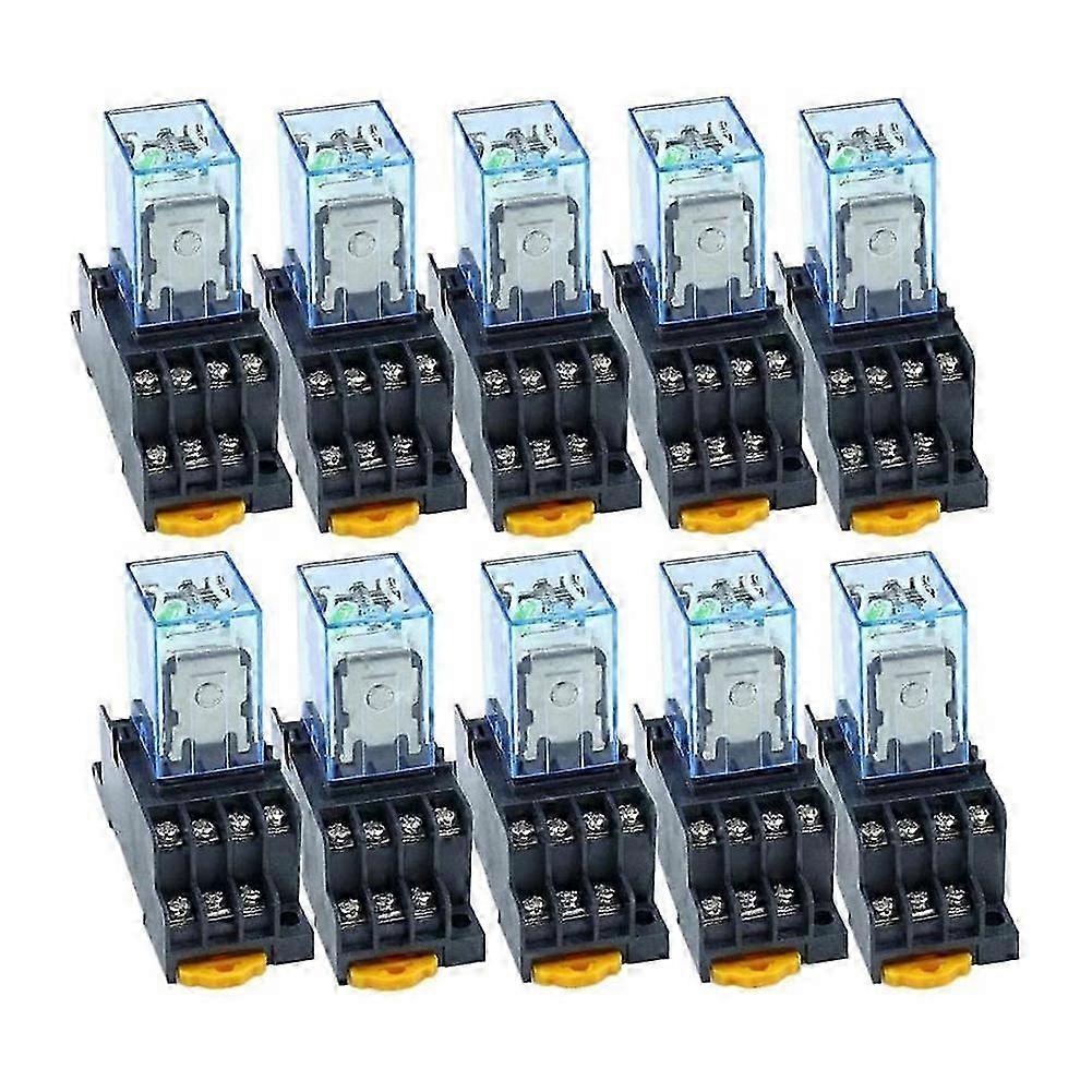 10Pc MY4NJ 14PIN 4DPDT Electronic Mini Electromagnetic Relay 5A Coil with PYF14A Socket Base AC 220