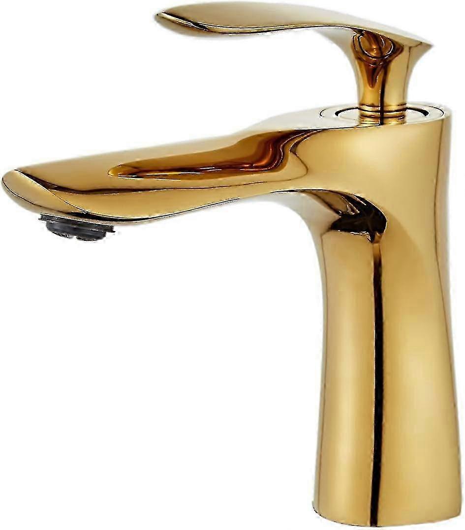 baderomsvask kran enkelt håndtak messing gull krom gull finish enkelt håndtak med vask p202411261150p2021122443