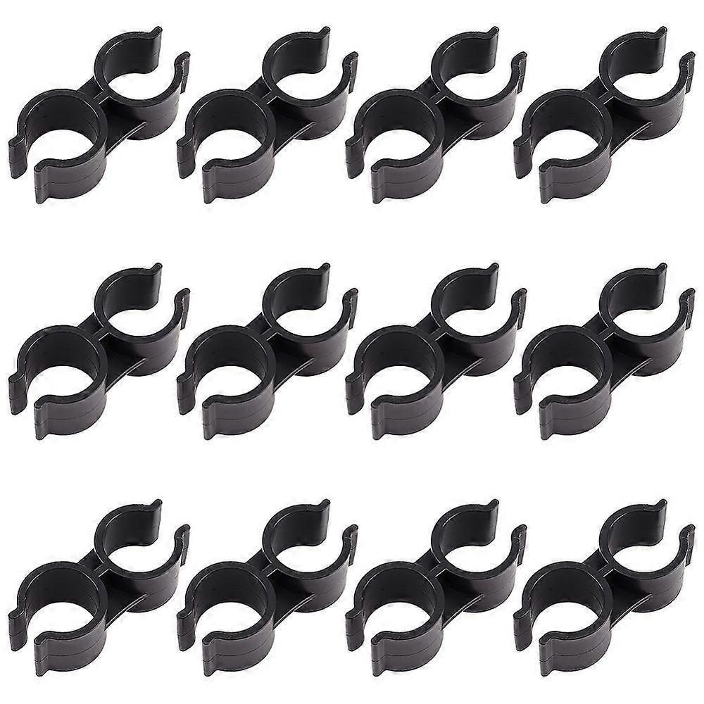 Plastic Double Pipe Clamps Pipe Clamp Connection Shelf Pole Connector Black 67.5x29x22mm Inner Diameter: 23.5mm