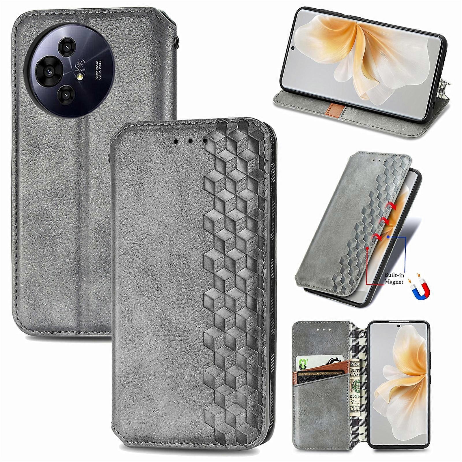 Cubic Grid Pressed Magnetic Leather Phone Case