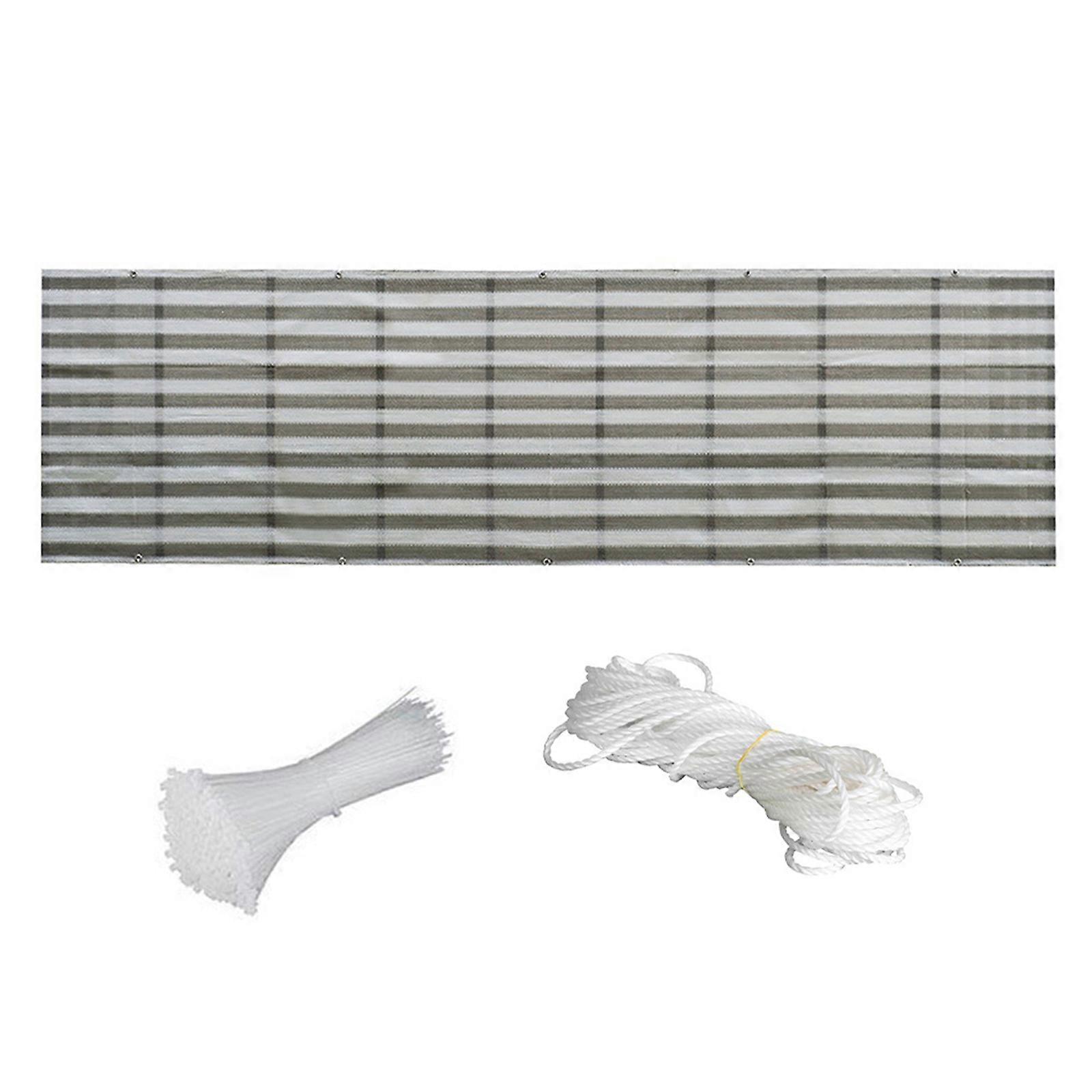 グレーホワイトストライプ5mHDPEバルコニーサンシェードセイルアクセサリー付き