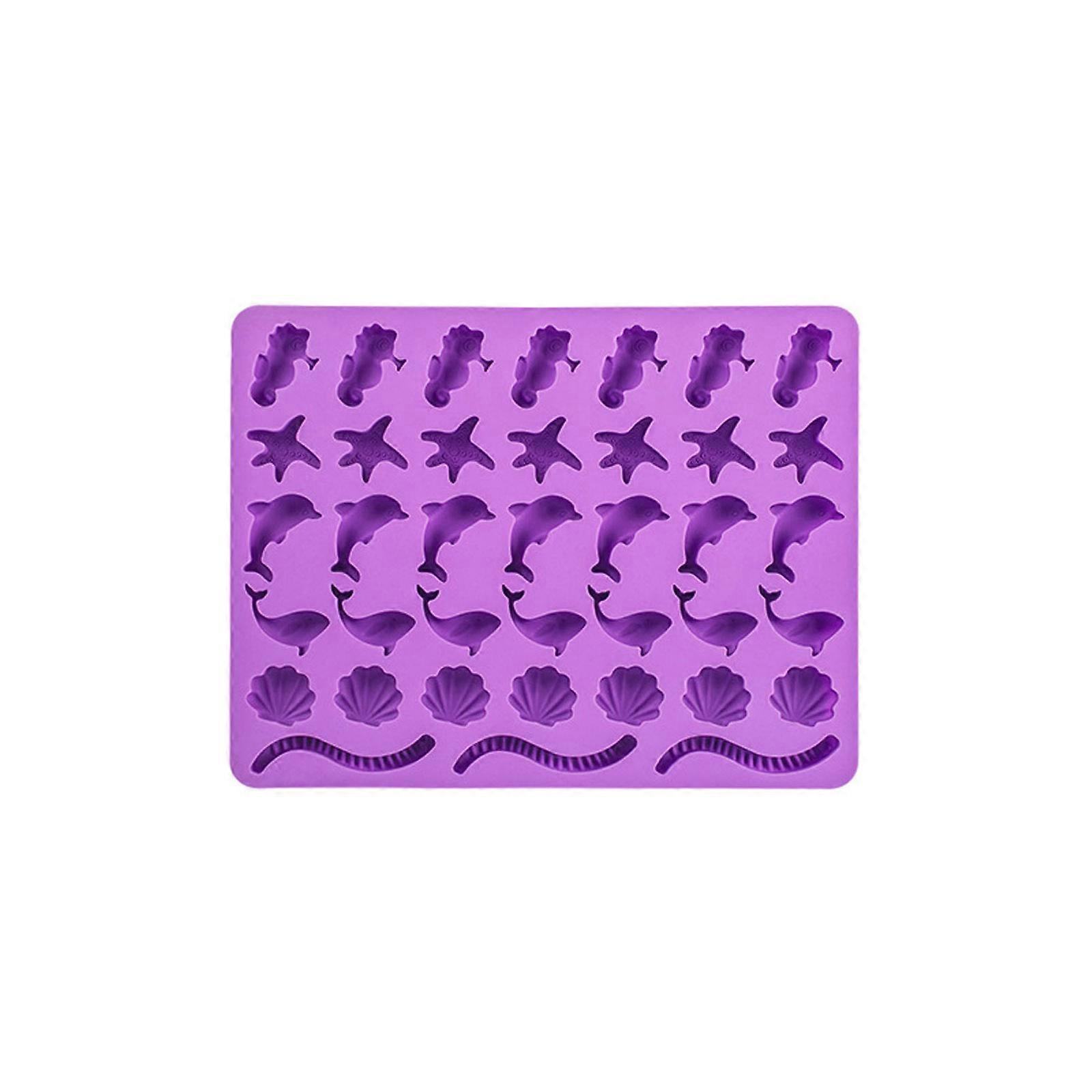 38 Holes Silicone Fondant Moulds Marine Life Shapes DIY Baking Candy Mould Chocolates Mold Great Gift for Children Adult  Purple