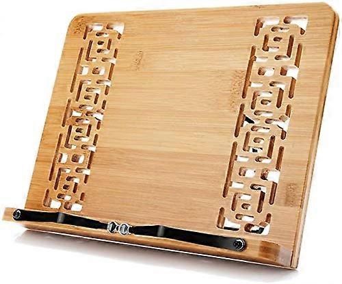 Bamboo Book Stand for Books and Recipes Adjustable Height with Non-Slip Base and Eco-Friendly Design