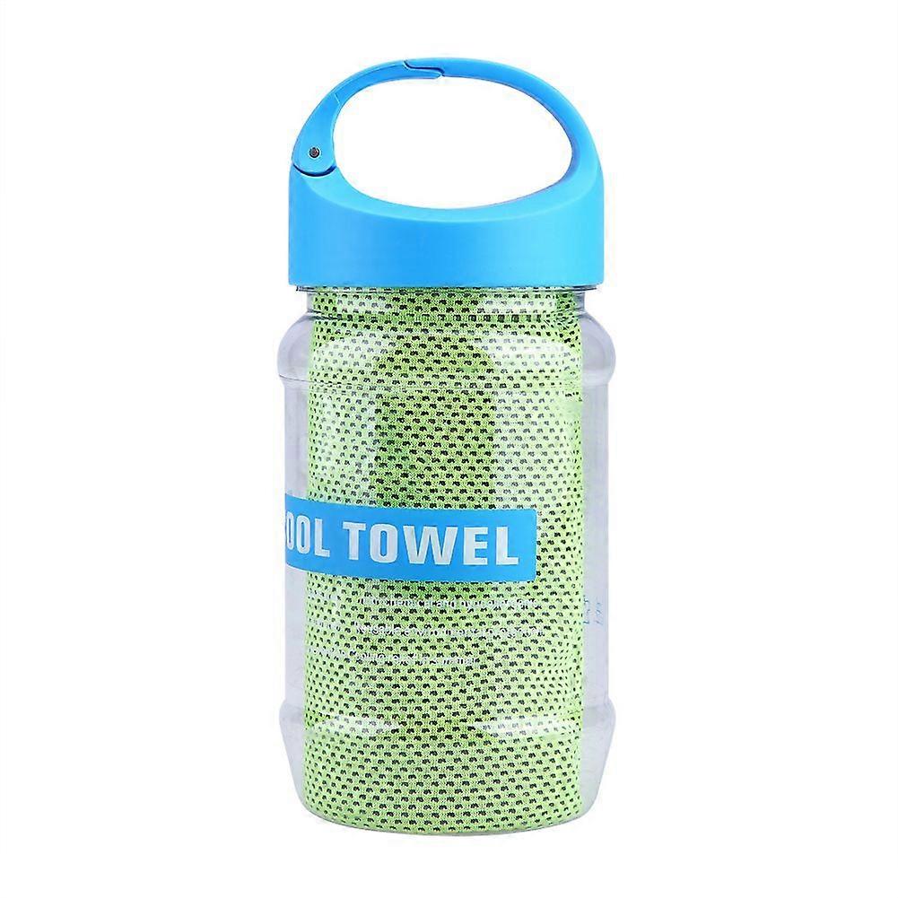 Super Breathable Cooling Effect Πετσέτα με μπουκάλι αποθήκευσης για αθλητική προπόνηση γυμναστικής (ανοιχτό πράσινο)