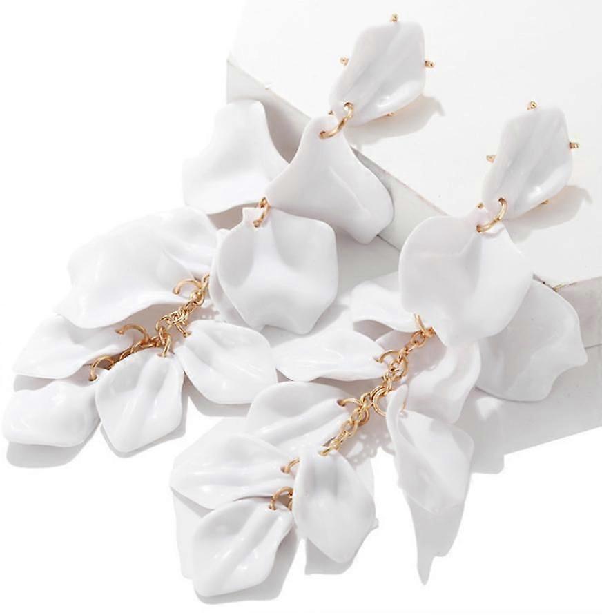 (Hvid)Mode overdrevne kronblad lange øreringe