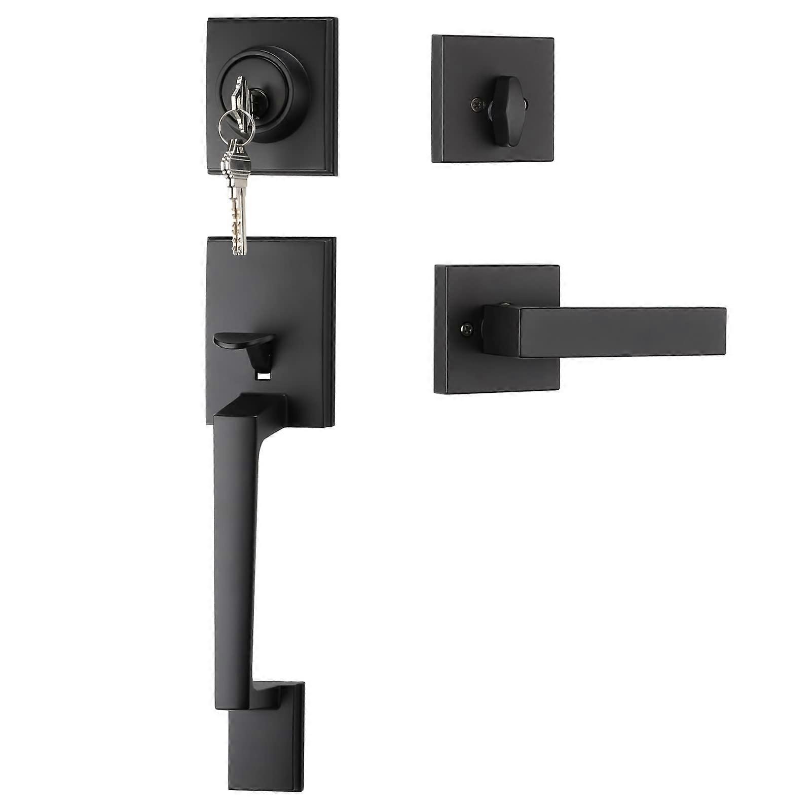 1-Pack Reversible Deadbolt & Lever Entry Handle Set for Front Door - Durable, Easy Installation, Compatible with Standard Sizes