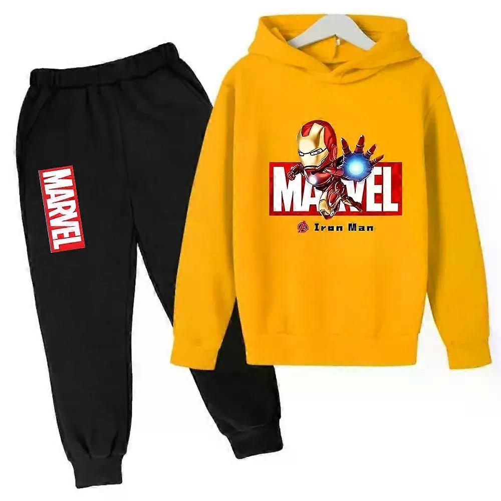 마블 아이언맨 키즈 후드 티셔츠 2개 세트 트랙수트 소년 소녀 봄 가을 겨울 스웨트셔츠 옷 슈퍼히어로 후드 팬츠 정장