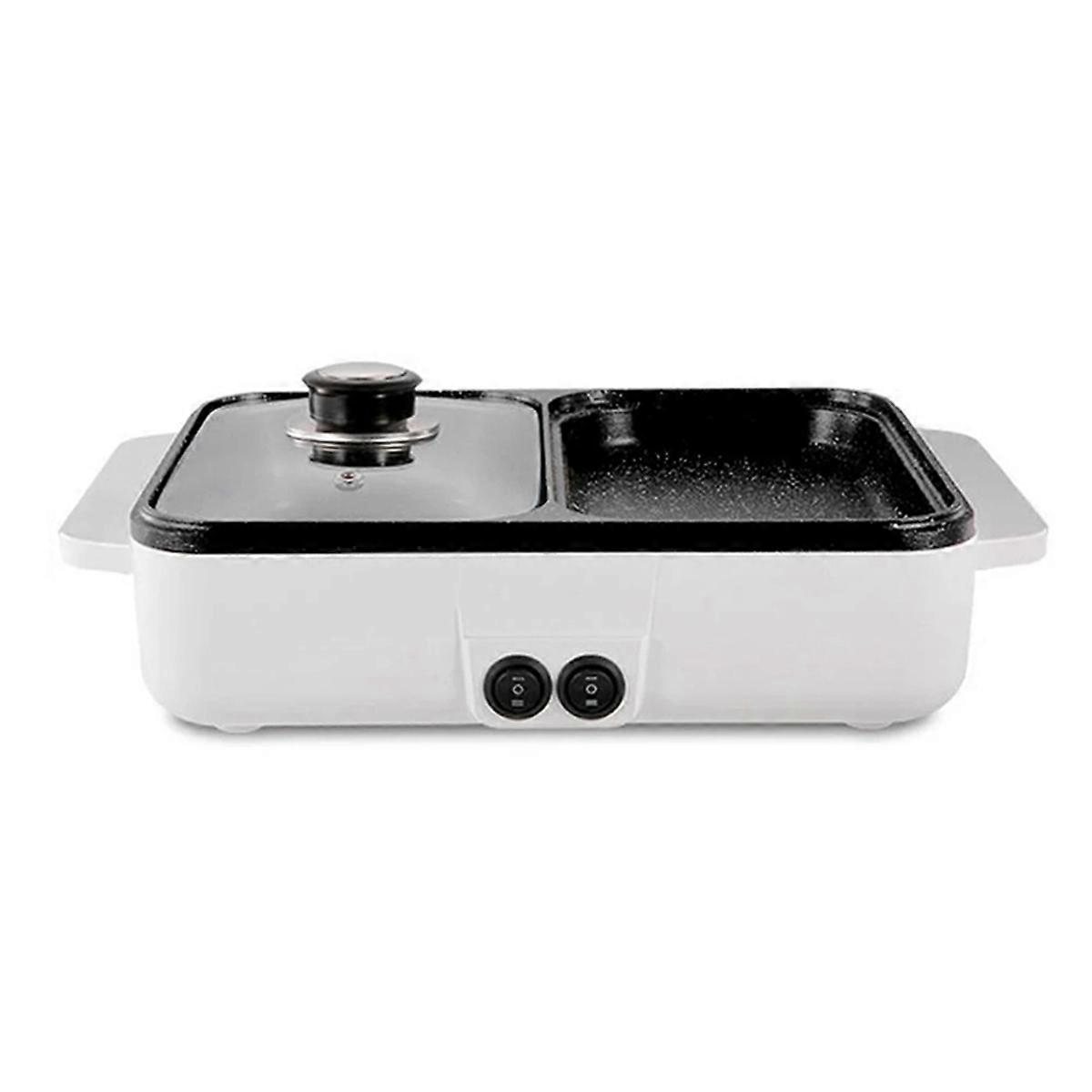 Two-in-One Electric Hot Pot Cooker Grill Multi-Function Cooker Electric Grill Non-Stick Baking Pan,AC 220V EU Plug