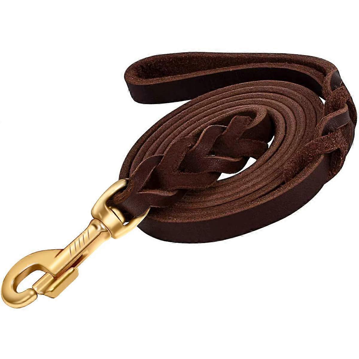 Braided Strong and Soft Leather Dog Leash for Training and Walking