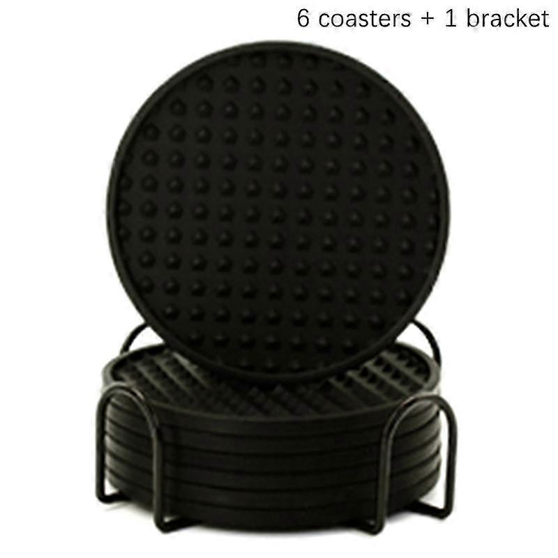 Set Of 6 Silicone Coasters For Drinks Dual-Sided Round Cup Mat Holder Coasters
