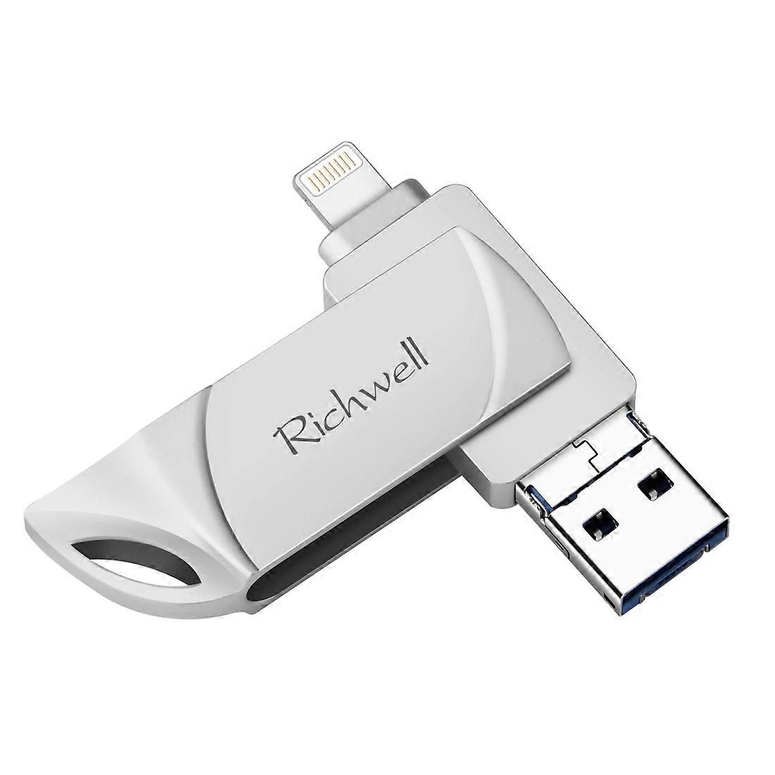 Richwell DXZ64 USB Flash Disk 64G 3 in 1 Micro USB + 8 Pin + USB 3.0 Compatible IPhone & IOS