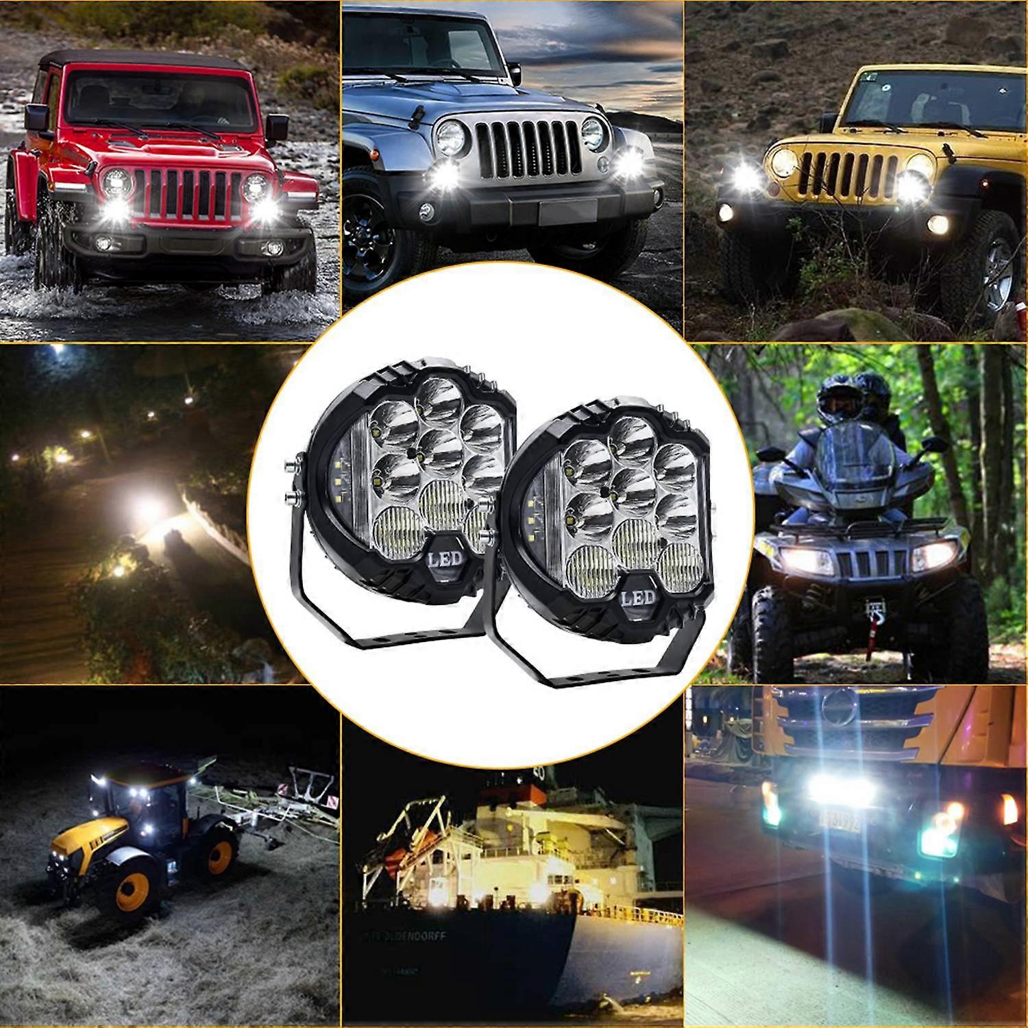 2Pcs 7inch LED Work Light Pods Spot Flood Combo Beam Fog Lamp Offroad Driving Light