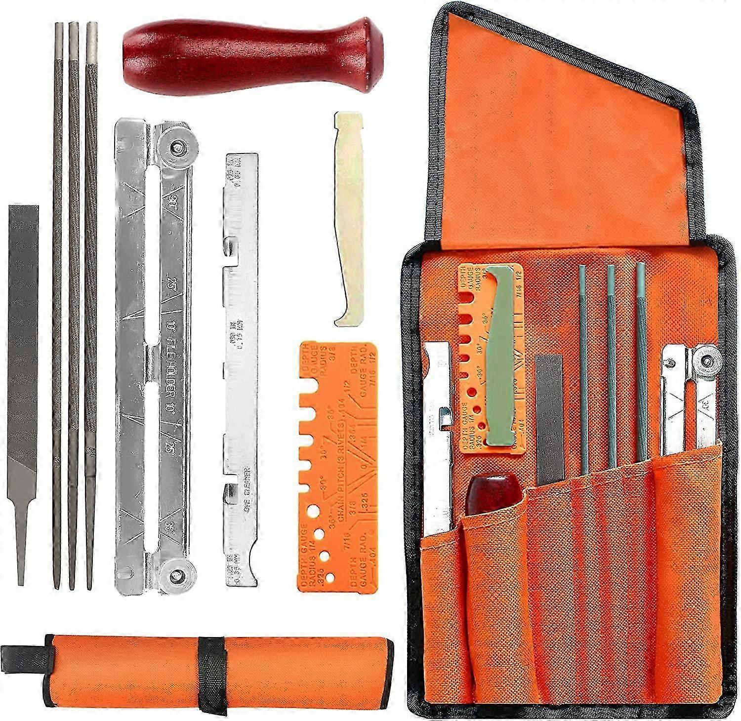 10 Pieces Professional Chainsaw Sharpener, Chain Sharpening Kit with Round File 4.0-4.8 - 5.5 mm