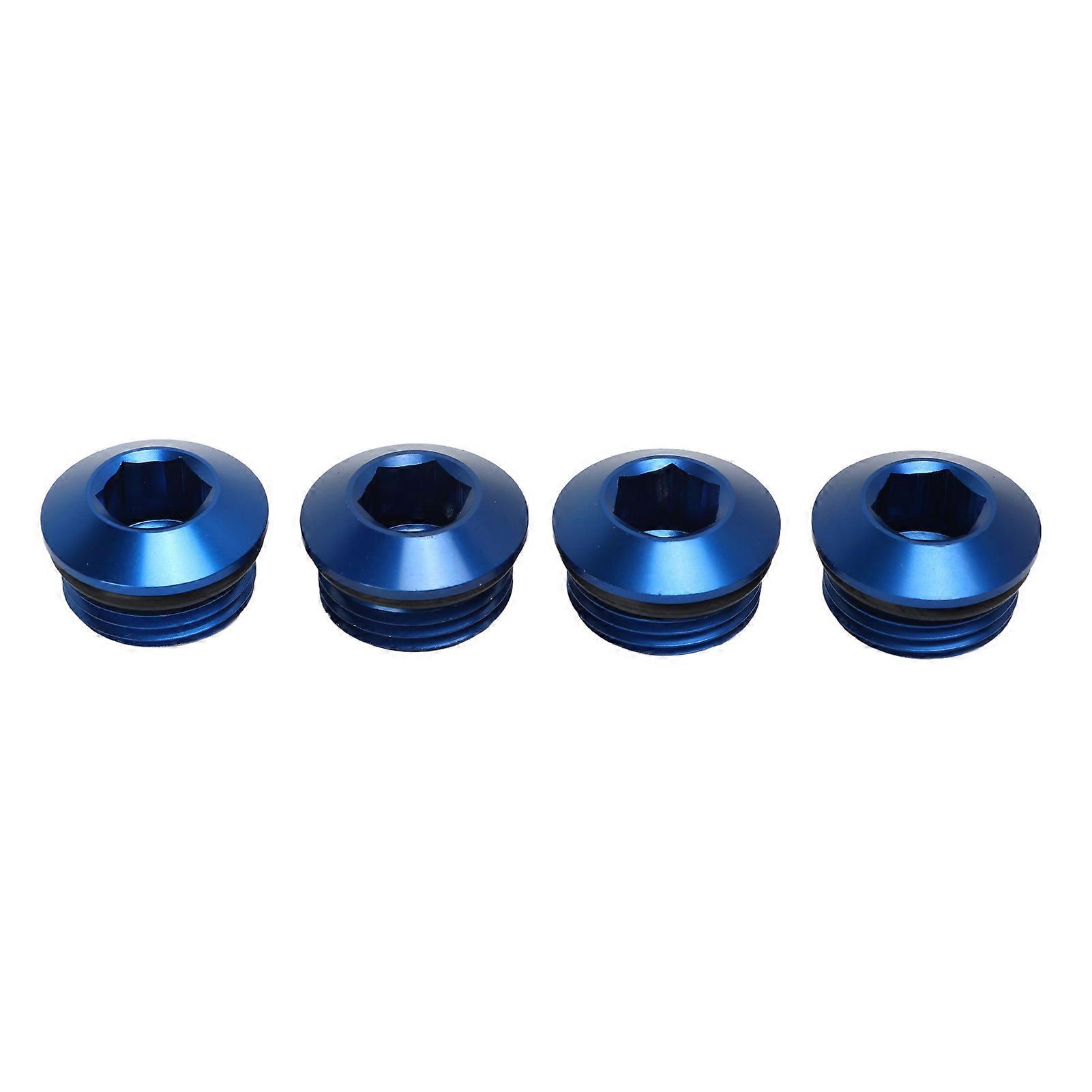 4 PCS ORB Socket Plug Universal Blue Aluminium Alloy Head Socket Port Plug with O Ring for Car